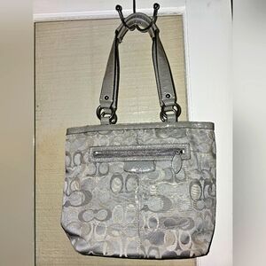 Coach Shoulder Handbag, Grey, 10x13in